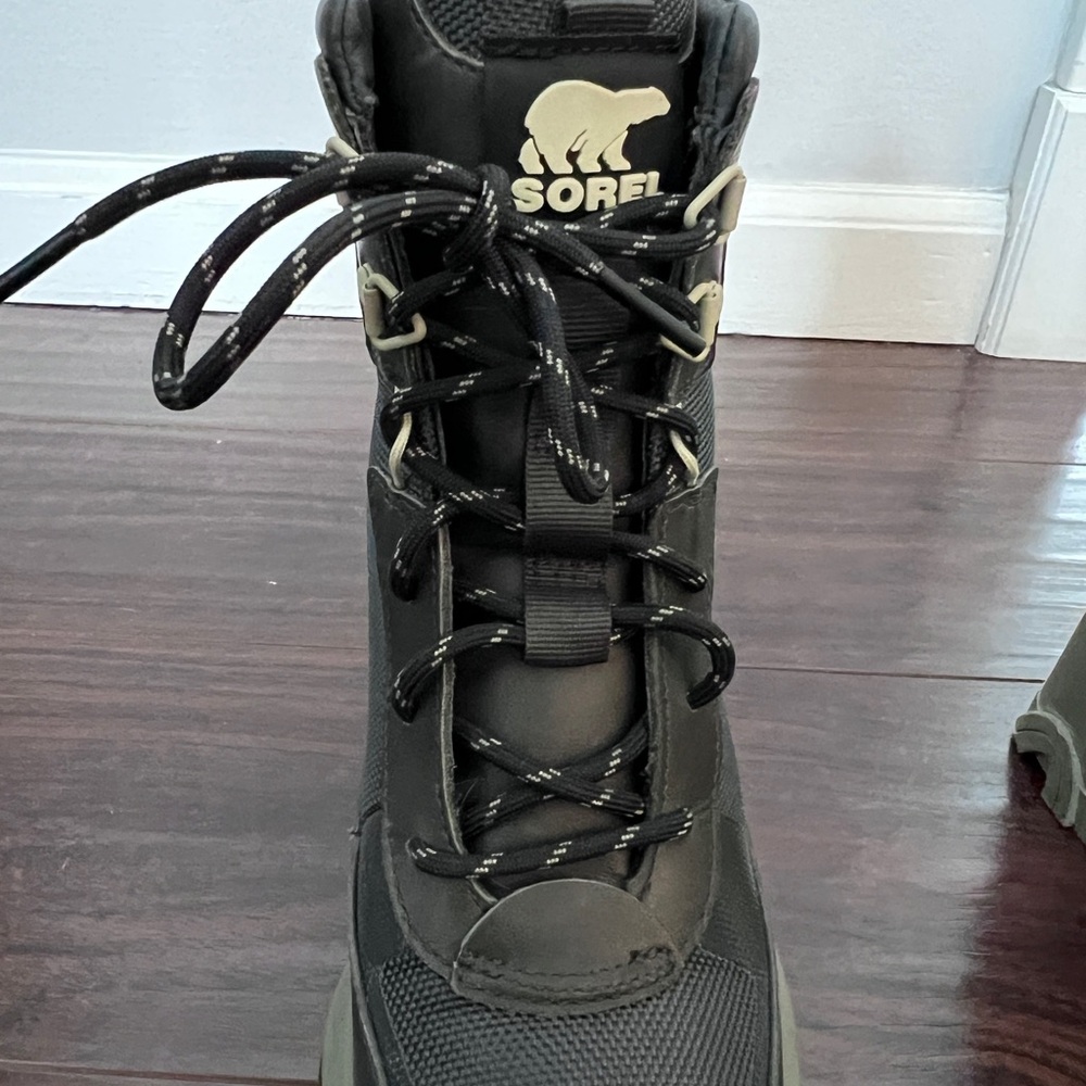 Sorel Black and Olive Lace-Up Platform Heel Boots - Picture 5 of 5